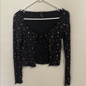 Forever 21 Floral Print Tie-Front Top
